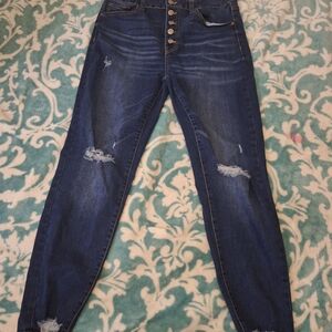 Celebrity Pink High Rise Distressed Dark Blue Jeans